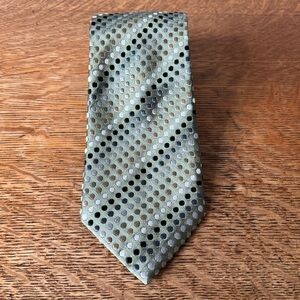 Geoffrey Beene Silk Olive Green Necktie with multi colored dots.